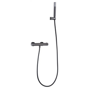Gun Metal Black Thermostatic Shower Kit Contemporary Design, main product view