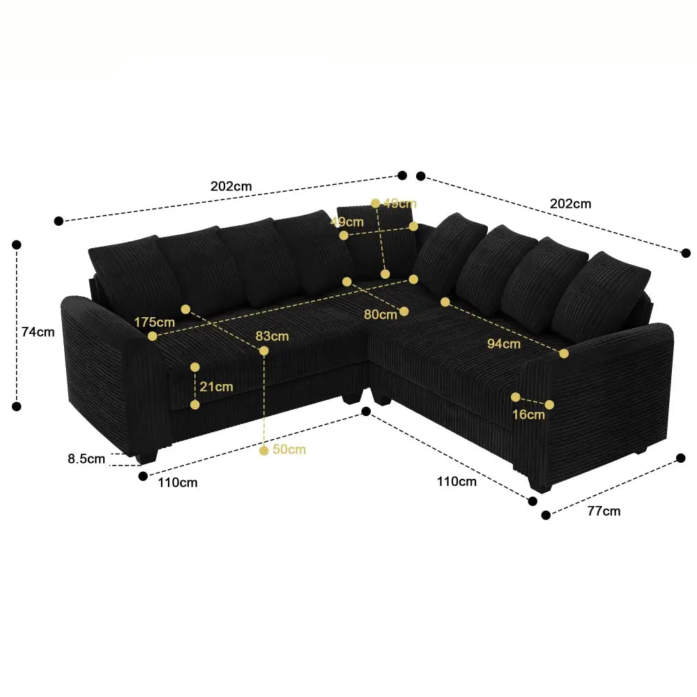 L Shaped Corner Modular Cushion Sofa - Sofa