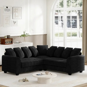 L Shaped Corner Modular Cushion Sofa - Black - Sofa