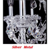 Large Crystal Tears Chandelier Lamp - 6 Arm Lights / Silver Transparent / Without Bulbs - Chandelier