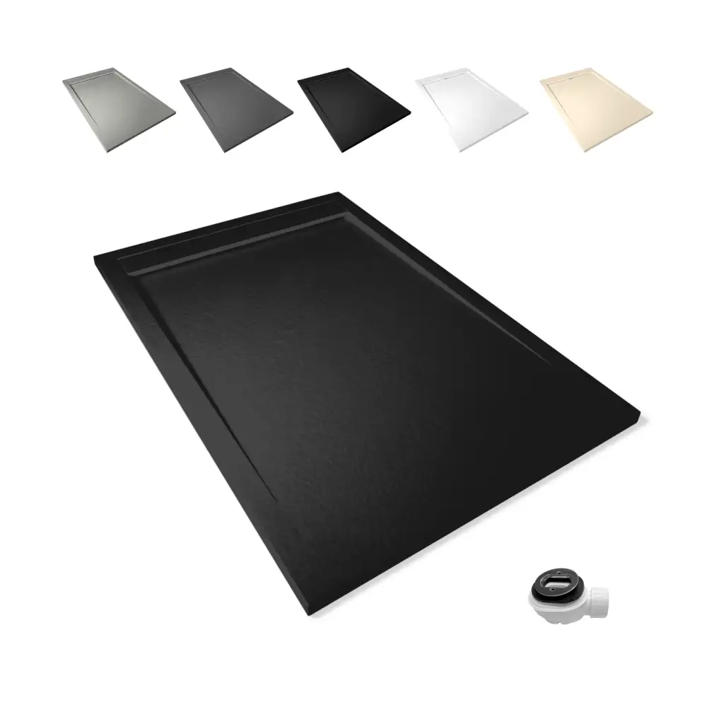 Large Shower Tray Slate Texture - 70X100 / Black - Bathroom