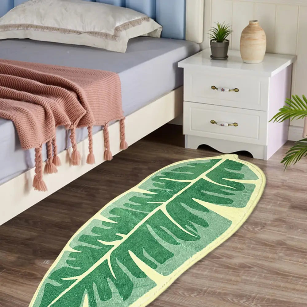 Leaf Shaped Soft Anti Slip Washable Carpet Bath Mat - Foot Mat