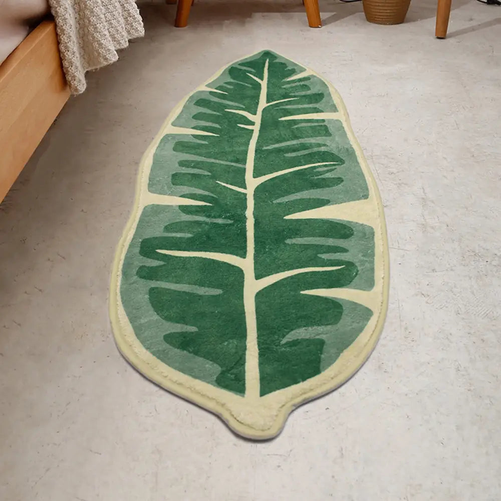 Leaf Shaped Soft Anti Slip Washable Carpet Bath Mat - Foot Mat