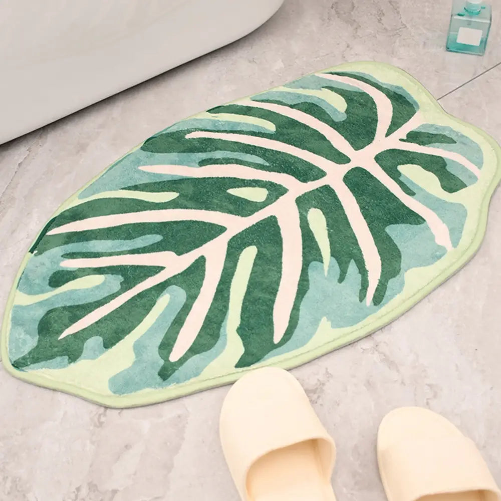 Leaf Shaped Soft Anti Slip Washable Carpet Bath Mat - Foot Mat