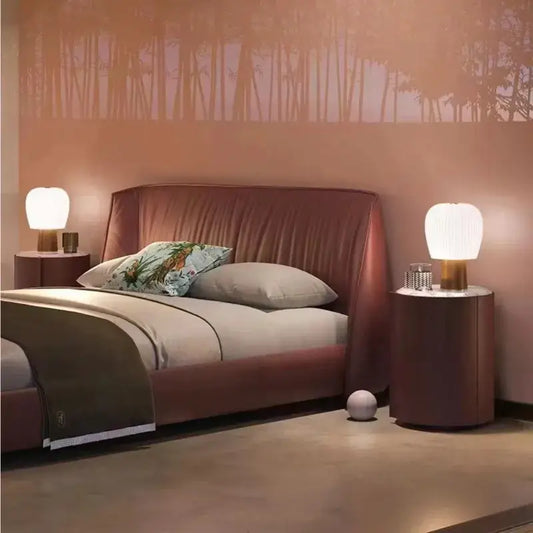 leather master bedroom high-end design bed modern