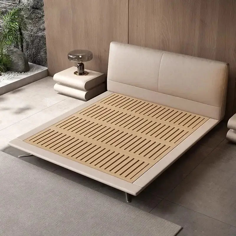 Leather master bedroom modern simple double bed - Bedroom