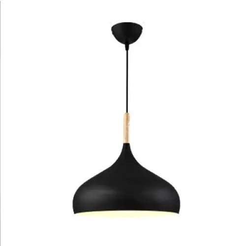 LED Colored Wooden Pendant Light Lamp - Black / Dia-24cm 1pcs / No Bulb - Pendant Lamp
