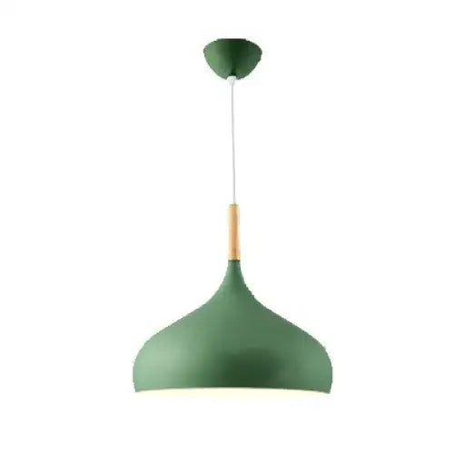 LED Colored Wooden Pendant Light Lamp - Green / Dia-24cm 1pcs / No Bulb - Pendant Lamp
