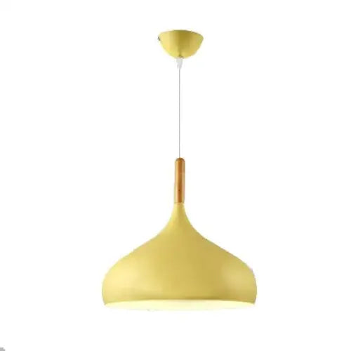 LED Colored Wooden Pendant Light Lamp - Yellow / Dia-24cm 1pcs / No Bulb - Pendant Lamp