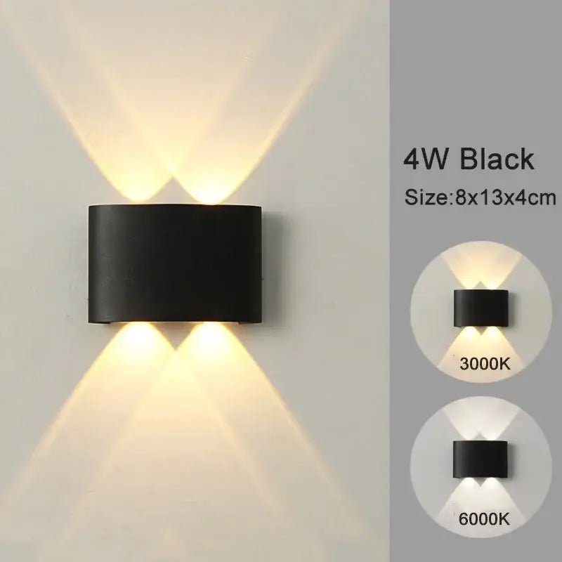 LED Modern Up Down Wall Mount Light Lamp - Black - 4W / Warm White (2700-3500K) / No Waterproof - Lamps