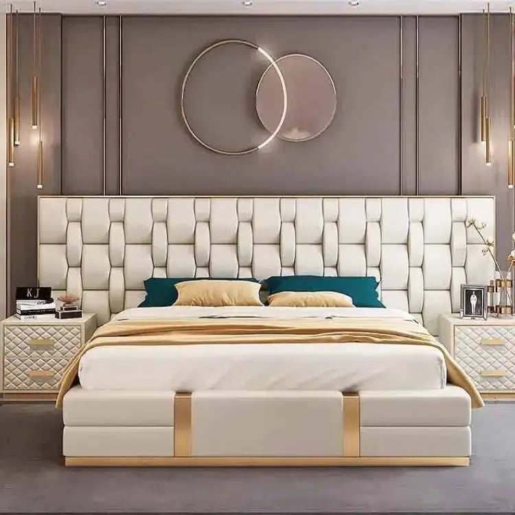 Luxury Modern King Headboard Bed Frame Set - Bedroom