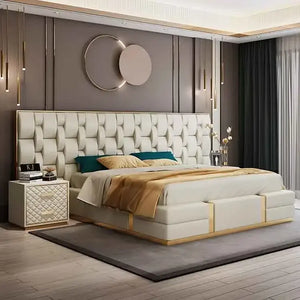Luxury Modern King Headboard Bed Frame Set - King Bed Frame - Bedroom