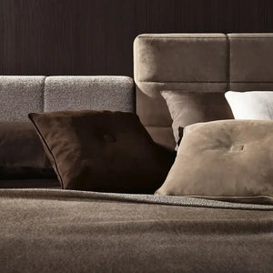 Luxury Modern Irregular Headboard Puff Bed Frame - Brown / 180 x 200 cm - Bedroom