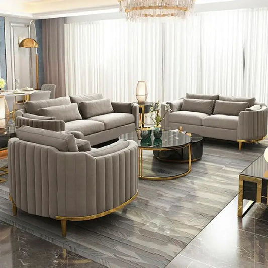 Luxury Modern Upholstery Velvet Curved Sofa Set - Sofa