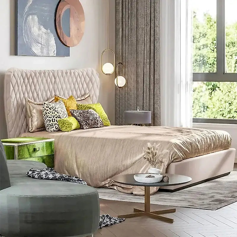 Luxury Napa PU Leather Double Bed Frame - Bedroom