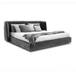 Luxury Velvet Upholstered Queen King Bed Frame - Dark Gray - Bedroom