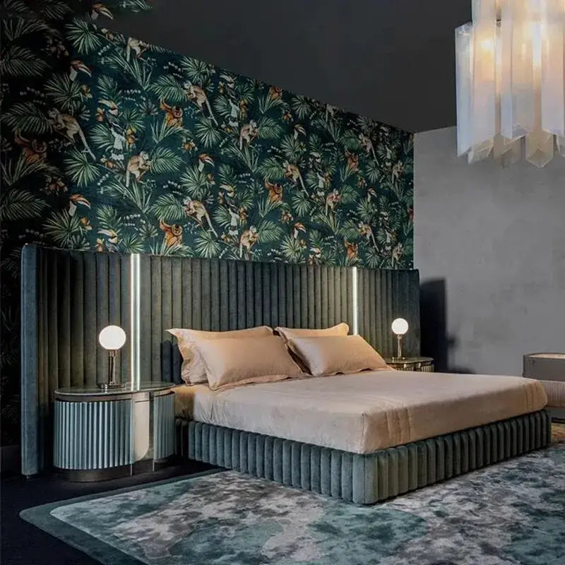 Luxury Widescreen Double Backrest Full Upholstered Bed Frame - Bedroom