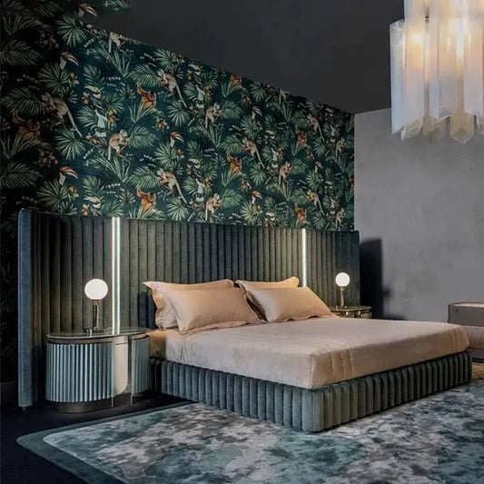 Luxury Widescreen Double Backrest Full Upholstered Bed Frame - Bedroom