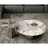 Marble Antique Nordic Modern Round Coffee Table - Gold - 70 x 50cm - Multifunctional coffee table