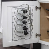 Metal Hanging Pot Lid Rack Kitchen Storage Organizer - Silver - Kitchen Essentials