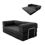 Minimalist Corduroy Foldable Bed Sofa - Black - Length 150 cm - Sofa