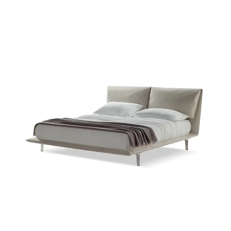 Minimalist Elephant Ear Layer Cowhide Bed Frame - Beige / 150 x 200 cm - Bedroom