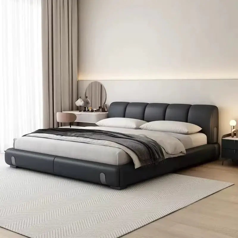Minimalist Luxury Cloud Headboard Floor Bed Frame - Bedroom