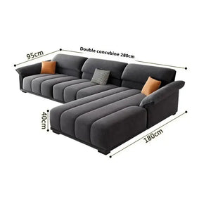 Minimalist Modular Velvet Sectional Compressed Sofa - 280 x 95 x 40 x 180 cm - Compressed Sofa