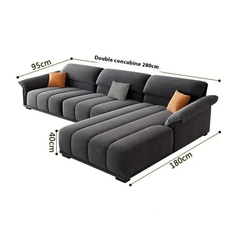 Minimalist Modular Velvet Sectional Compressed Sofa - 280 x 95 x 40 x 180 cm - Compressed Sofa