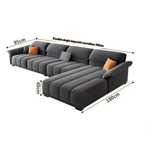 Minimalist Modular Velvet Sectional Compressed Sofa - 360 x 95 x 40 x 180 cm - Compressed Sofa
