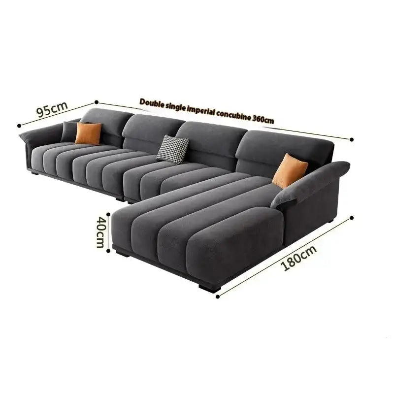 Minimalist Modular Velvet Sectional Compressed Sofa - 360 x 95 x 40 x 180 cm - Compressed Sofa