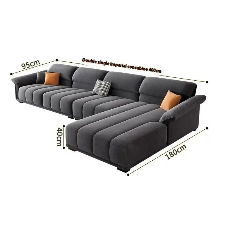 Minimalist Modular Velvet Sectional Compressed Sofa - 400 x 95 x 40 x 180 cm - Compressed Sofa
