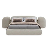 Minimalist Pebble Modern Double Velvet Bed Frame - Beige / 150 x 200 cm - Bedroom