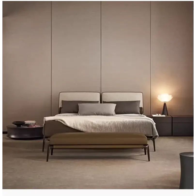 Minimalist Soft Upholstered Headboard Bed Frame - Bedroom