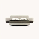 Minimalist Suspended Modern Suede Wood Bed Frame - Bedroom