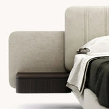 Minimalist Suspended Modern Suede Wood Bed Frame - Bedroom