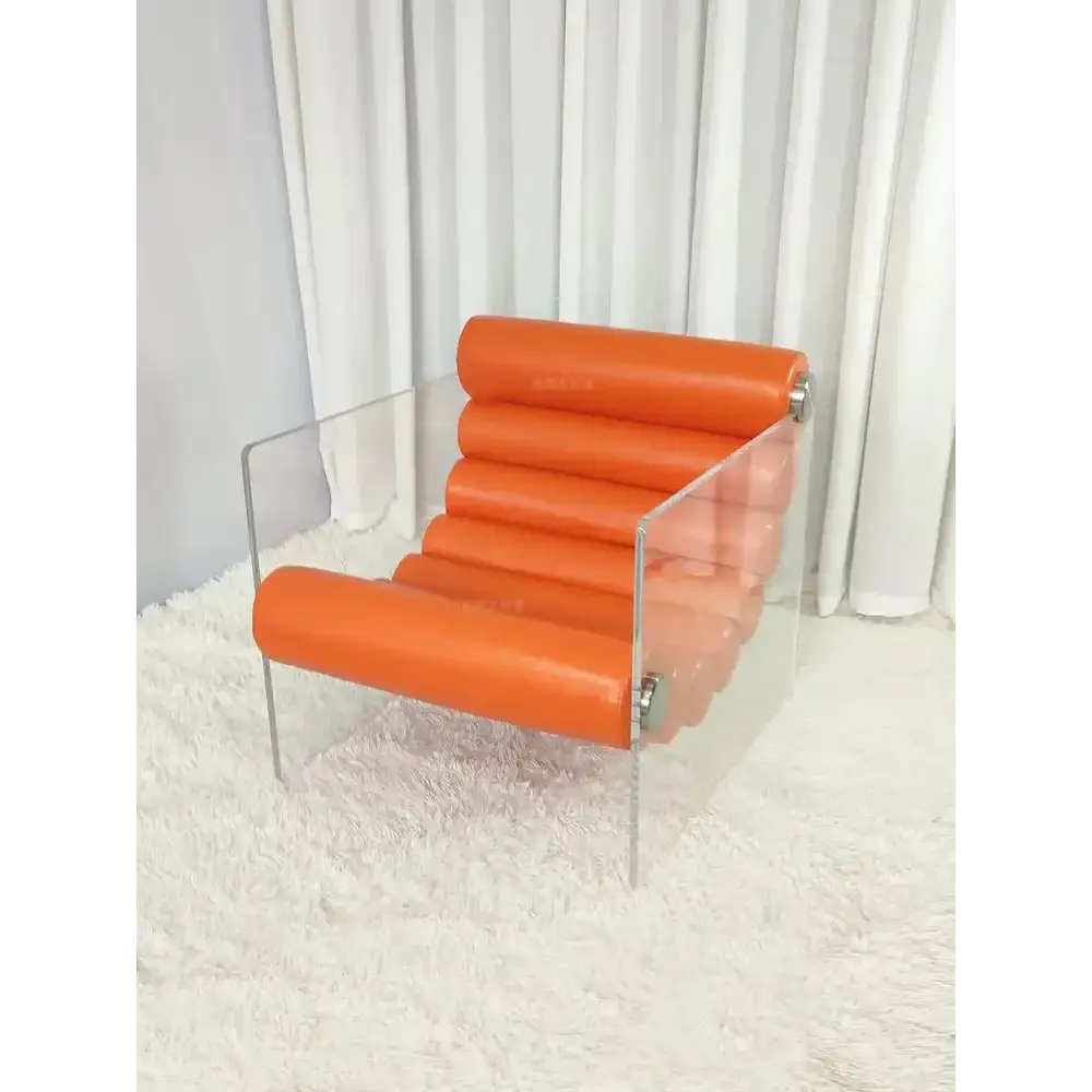 Modern Acrylic Suspension Microfiber Leather Chair - Orange - Chair