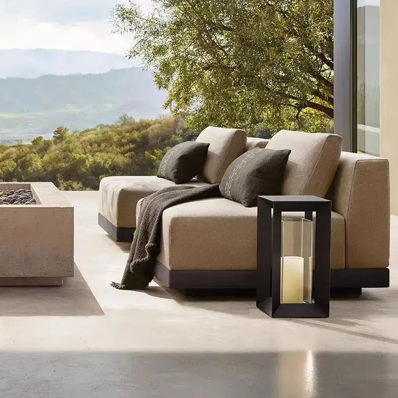 Modern aluminum 3-seater outdoor modular sofa with weatherproof design and contemporary styling