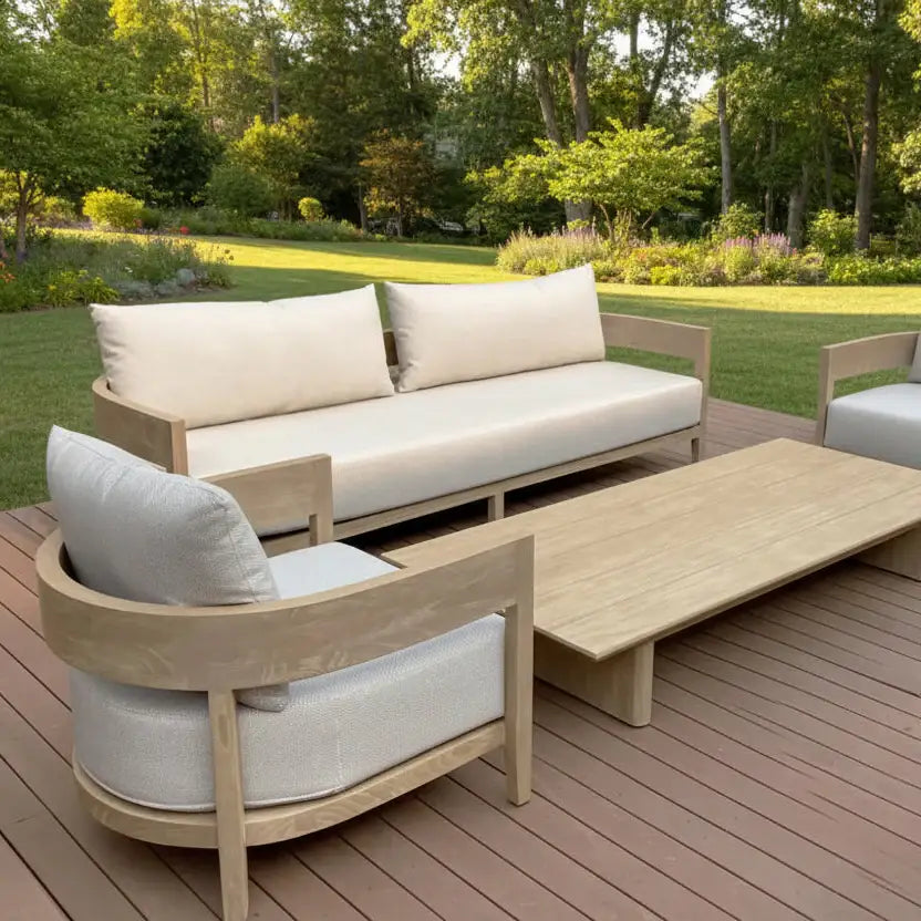 Modern aluminum 4 person outdoor sofa set in cappuccino with contemporary style and durable design