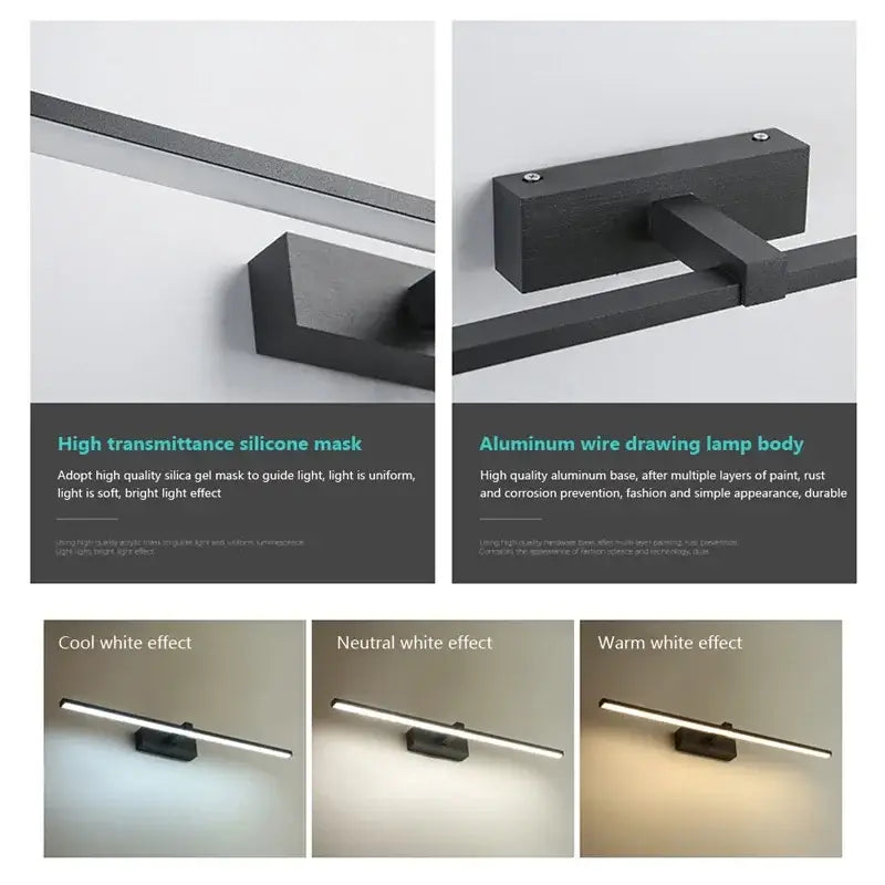 Modern Aluminum Three Colors LED Bathroom Wall Lamp - Wall Lamp