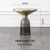 Modern Artistic Glass Round Coffee End Table - Gray Gold - Multifunctional coffee table