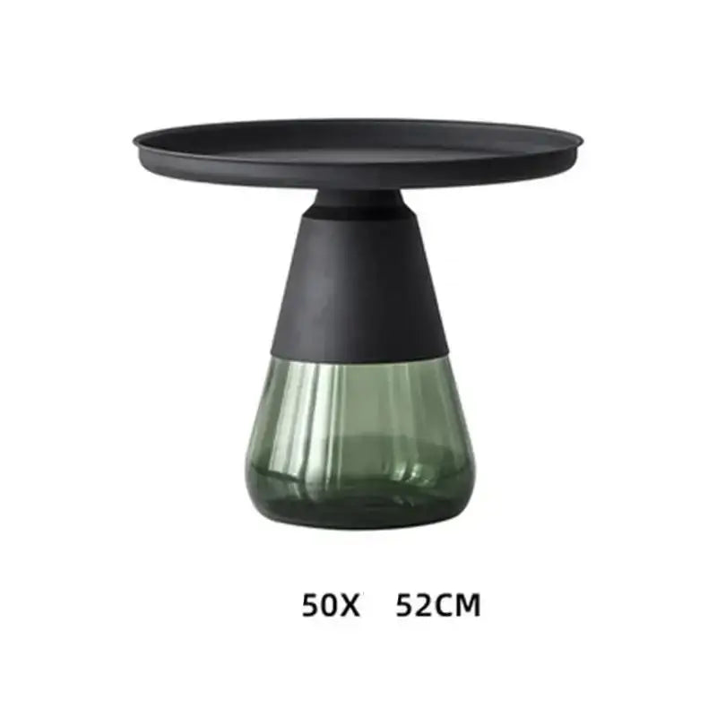 Modern Artistic Glass Round Coffee End Table - Grey Black - Multifunctional coffee table