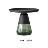 Modern Artistic Glass Round Coffee End Table - Grey Black - Multifunctional coffee table