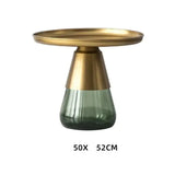 Modern Artistic Glass Round Coffee End Table - Grey Gold - Multifunctional coffee table