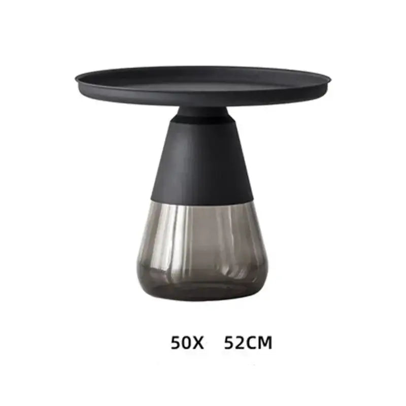 Modern Artistic Glass Round Coffee End Table - Light Brown Black - Multifunctional coffee table