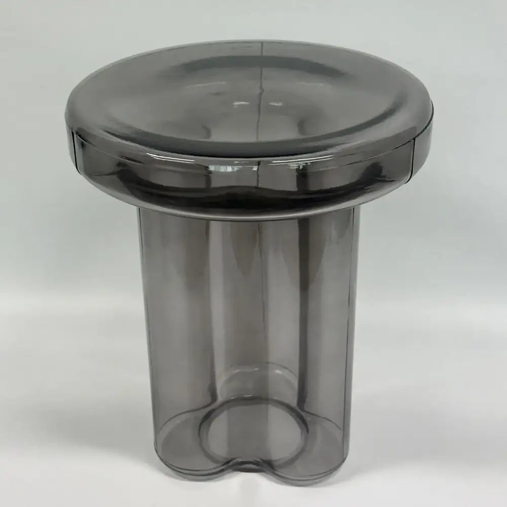 Modern Artistic Glass Round Coffee End Table - Light Grey - Multifunctional coffee table