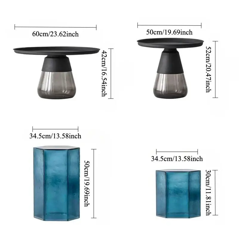 Modern Artistic Glass Round Coffee End Table - Multifunctional coffee table