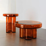 Modern Artistic Glass Round Coffee End Table - Multifunctional coffee table