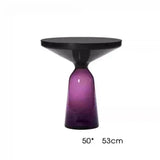 Modern Artistic Glass Round Coffee End Table - Purple Black - Multifunctional coffee table