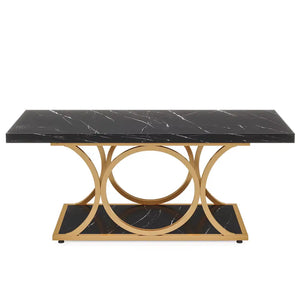 Modern 2 Tier Rectangular Marble Coffee Table - Multifunctional coffee table